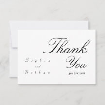 Elegant Wedding White Thank You Card