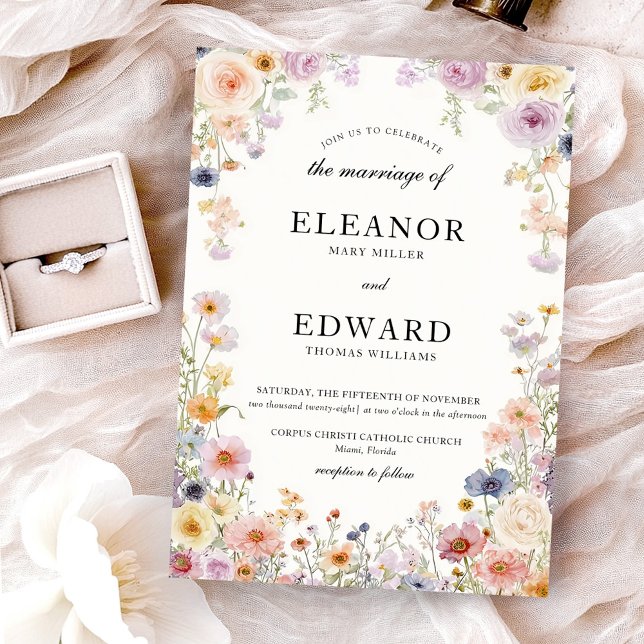Elegant Wedding Wildflowers Meadow Invitation (Creator Uploaded)