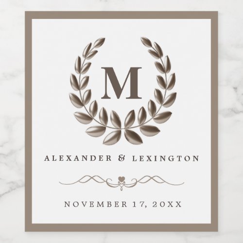 Elegant Wedding Wine Bottle Label