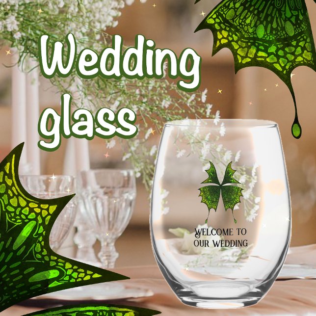 Elegant wedding wine glasses with butterfly (Creator Uploaded)