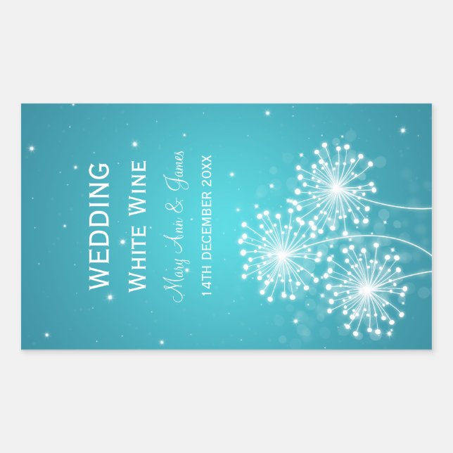 Elegant Wedding Wine Label Summer Sparkle Turquois (Front)
