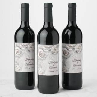 Elegant Wedding Wine Label with your Names & Date