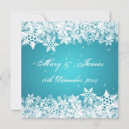 Elegant Wedding Winter Snowflakes Blue Invitation