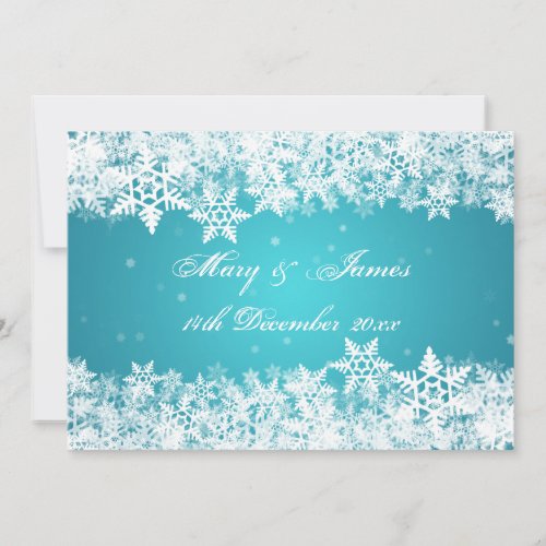 Elegant Wedding Winter Snowflakes Blue Personalized Invites