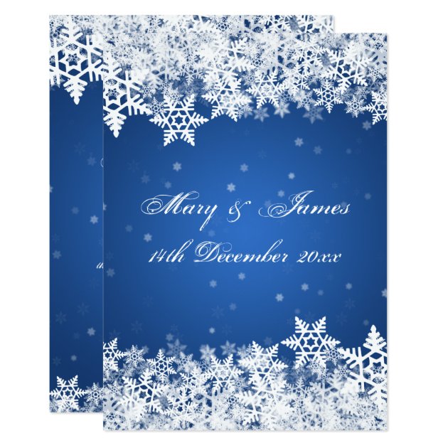 Elegant Wedding Winter Snowflakes Blue Sapphire Invitation