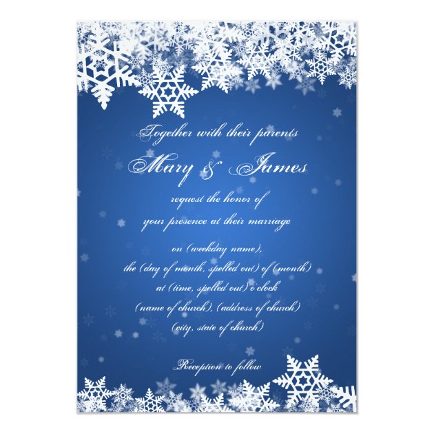 Elegant Wedding Winter Snowflakes Blue Sapphire Invitation