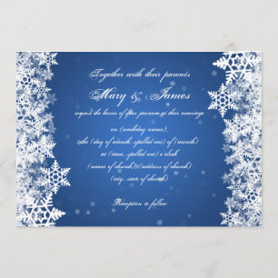 Elegant Wedding Winter Snowflakes Blue Sapphire Invitation
