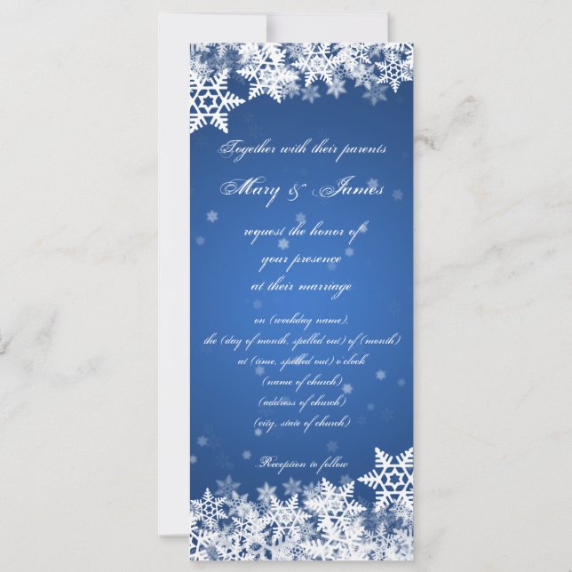 Elegant Wedding Winter Snowflakes Blue Sapphire Invitation (Back)