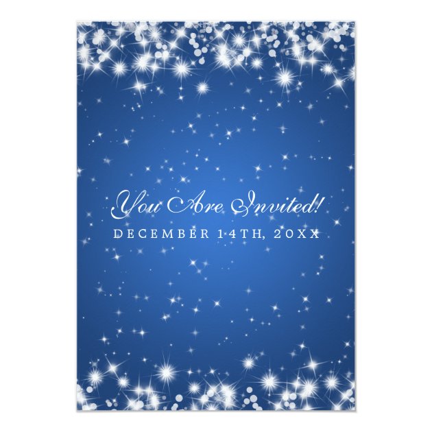 Elegant Wedding Winter Sparkle Blue Invitation