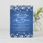 Elegant Wedding Winter Sparkle Blue Invitation (Standing Front)