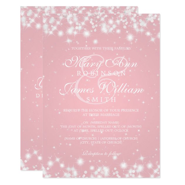 Elegant Wedding Winter Sparkle Blush Invitation