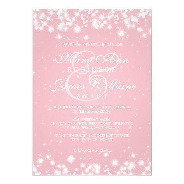 Elegant Wedding Winter Sparkle Blush Invitation