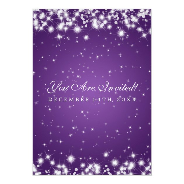 Elegant Wedding Winter Sparkle Purple Invitation
