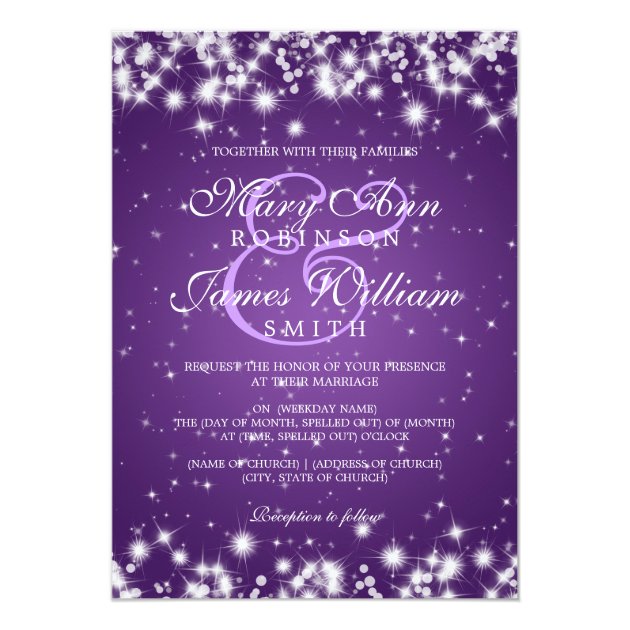 Elegant Wedding Winter Sparkle Purple Invitation