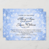 Elegant Wedding Winter Wonderland Sparkle Blue Invitation (Front/Back)