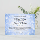 Elegant Wedding Winter Wonderland Sparkle Blue Invitation (Standing Front)