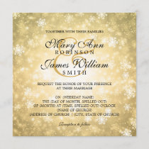 Elegant Wedding Winter Wonderland Sparkle Gold Invitation