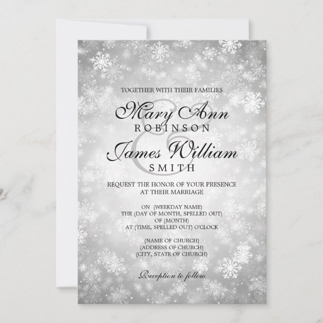 Elegant Wedding Winter Wonderland Sparkle Silver Invitation (Front)