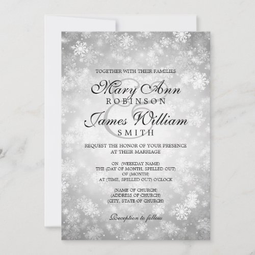 Elegant Wedding Winter Wonderland Sparkle Silver Invitation