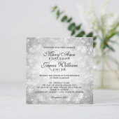 Elegant Wedding Winter Wonderland Sparkle Silver Invitation (Standing Front)
