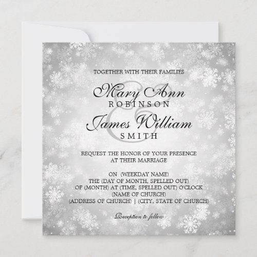 Elegant Wedding Winter Wonderland Sparkle Silver Invitation