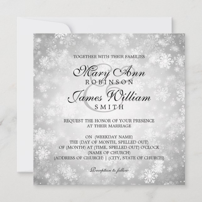 Elegant Wedding Winter Wonderland Sparkle Silver Invitation (Front)