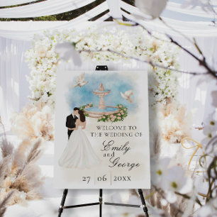 Elegant Wedding with Bride and Groom Foutain Foam Board