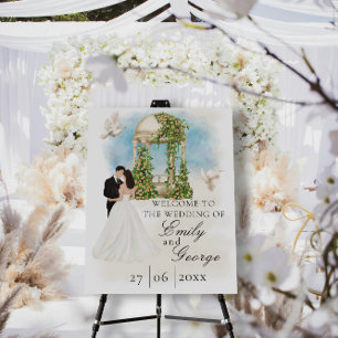 Elegant Wedding with Bride and Groom Gazebo Foam Board