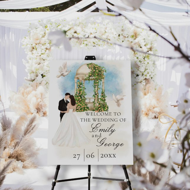 Elegant Wedding with Bride and Groom Gazebo Foam Board (Creator Uploaded)