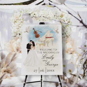 Elegant Wedding with Bride & Groom  Piano   Violin Foam Board