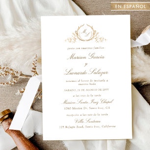Elegant Wedding with Gold Monogram Invitation