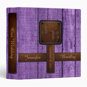 Elegant Wedding Wood Leather Look #4 Binder