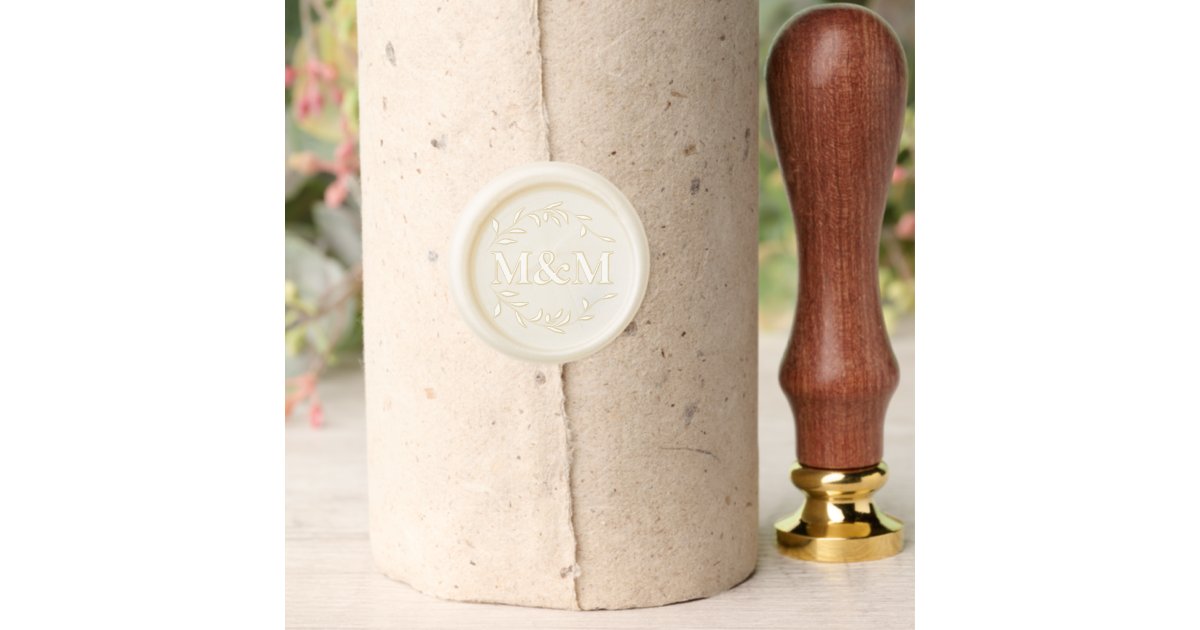 Elegant Wedding Wreath Monogram Personalized Wax Seal Stamp | Zazzle