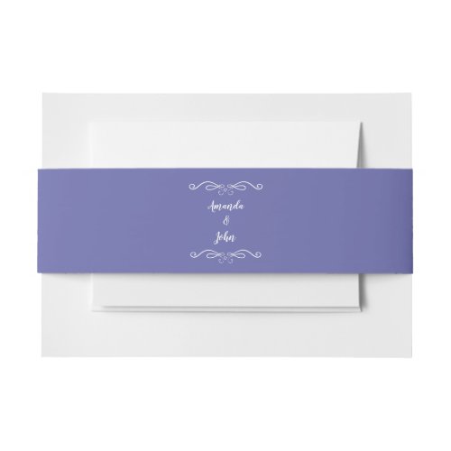 Elegant Weddings Calligraphy Chic Periwinkle Blue Invitation Belly Band