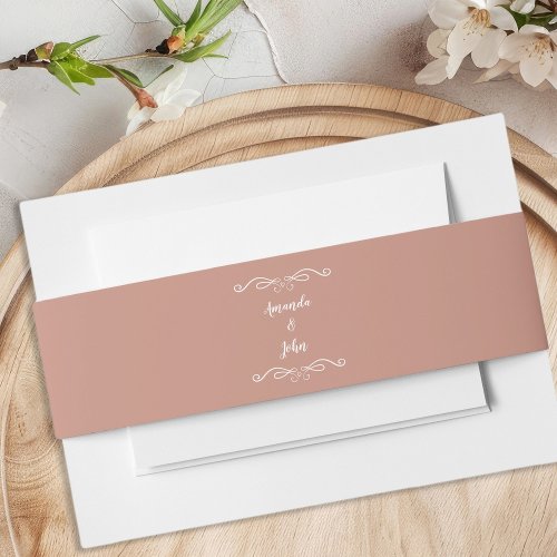 Elegant Weddings Calligraphy Rose Gold Classic  Invitation Belly Band