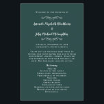 Elegant Weddings Emerald Modern Ceremony Programs<br><div class="desc">Elegant traditional wedding ceremony program features a romantic formal design. Two decorative flourishes each containing a single heart beautifully surround the couple's names on the front of the program and "The Wedding Party" caption on the back. Personalize all details in delicate white lettering and script on a luxury jewel tone...</div>