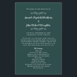 Elegant Weddings Emerald Modern Ceremony Programs<br><div class="desc">Elegant traditional wedding ceremony program features a romantic formal design. Two decorative flourishes each containing a single heart beautifully surround the couple's names on the front of the program and "The Wedding Party" caption on the back. Personalize all details in delicate white lettering and script on a luxury jewel tone...</div>