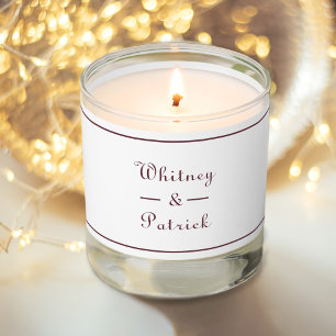Elegant Weddings Engaged Newlyweds Burgundy White Scented Candle