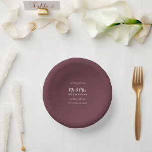 Elegant Weddings Mr & Mrs Bride & Groom Burgundy Paper Bowls