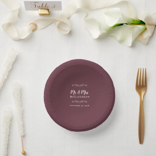 Elegant Weddings Mr  Mrs Bride  Groom Burgundy Paper Bowls