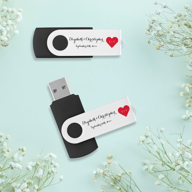 Elegant Weddings Newlyweds Name Monogram Heart USB Flash Drive (Elegant Weddings Newlyweds Name Monogram Heart USB USB Flash Drive)