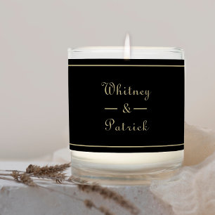 Elegant Weddings Newlyweds Names Formal Black Gold Scented Candle