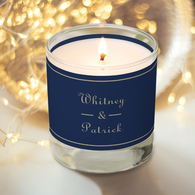 Elegant Weddings Newlyweds Names Navy Blue Gold Scented Candle (Elegant Weddings Newlyweds Names Navy Blue Gold Scented Candle)
