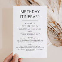 Elegant Weekend Birthday Itinerary Invitation