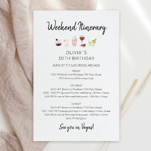 Elegant Weekend Birthday Itinerary Invitation