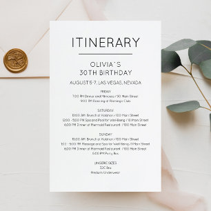 Elegant Weekend Birthday Itinerary Invitation