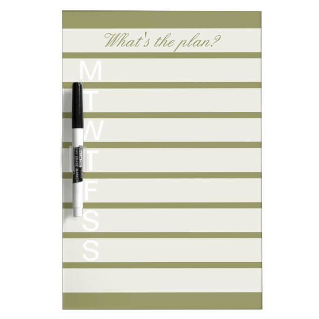 Elegant weekly calendar dry erase board (Front)