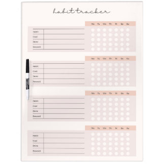 Elegant Weekly Habit Tracker Dry Erase Board