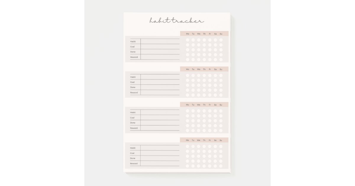 Elegant Weekly Habit Tracker Post-it Notes | Zazzle
