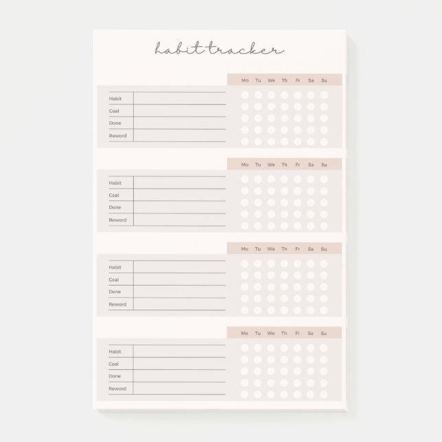 Elegant Weekly Habit Tracker   Post-it Notes (Front)